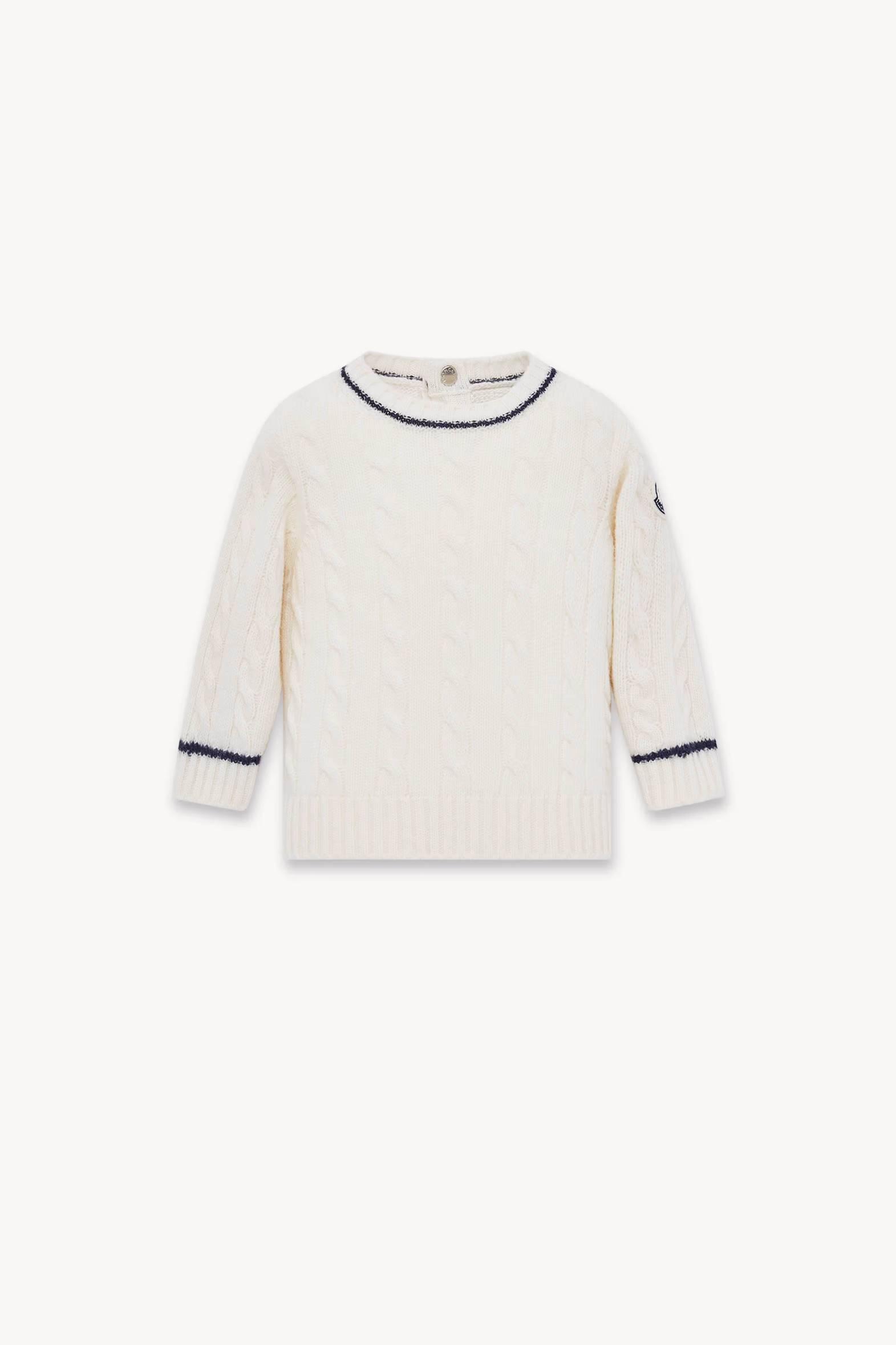 Jersey de lana con ribete a rayas Niño Blanco Moncler 0